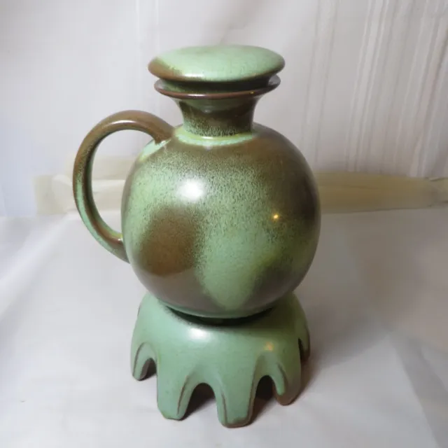 Vintage Frankoma Pottery Plainsman Prairie Green #82 Carafe With Warmer