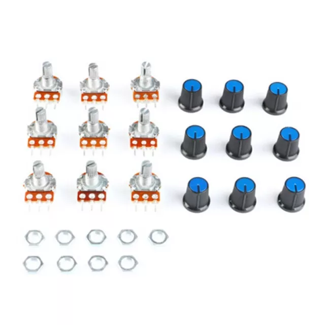 9x 15mm Arbre 1K 2K 5K 10K 20K 50K 100K 500K 1M Linear Potentiomètres Pièces Kit