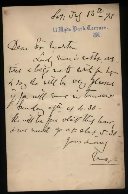 1895 Conde De Mar A General Señor Martin Dillon