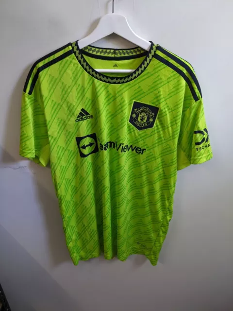 Manchester United Jersey Mens Large Green 2022-23 Football Soccer Kit Adults