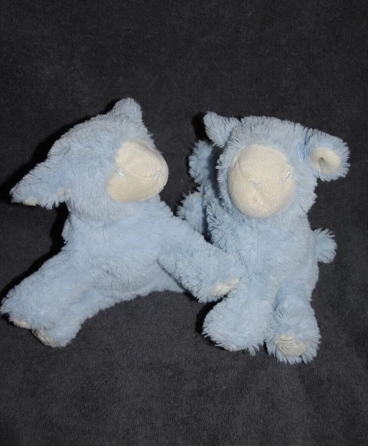 Doudou Mouton Bleu AVENE Pédiatril Agneau Spirale Blanc Lot 2 Peluche TTBE