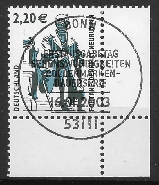 Bund 2003 o/ESST Mi 2307 SWK 2,20€ Eckrand Ecke Bogenecke unten rechts 03628H