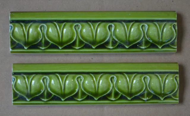 Inglaterra - 2 Antique Art Nouveau Majolica Border Tile C1900