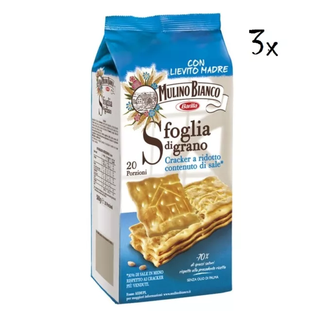 3x Mulino Bianco Barilla 20x Crackers Cracker non salati ungesalzen 500g Italien