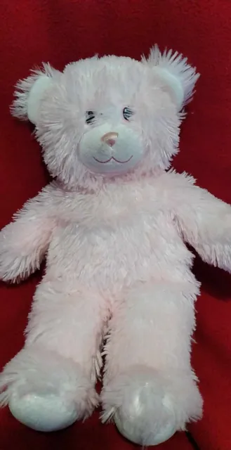 Build a bear BAB light pink plush teddy bear with sparkle fur VGC 