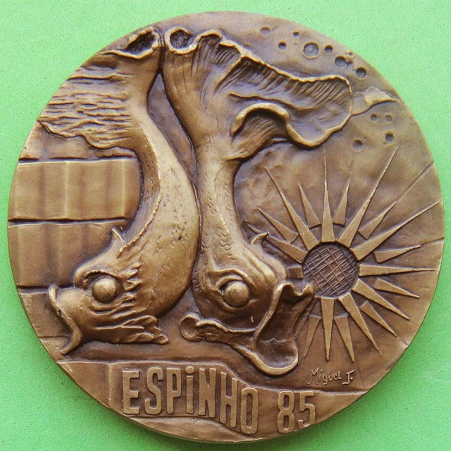 L@@k Koi Fish Japanese Carp Sea Ocean Lions Club International BIG Bronze Medal!