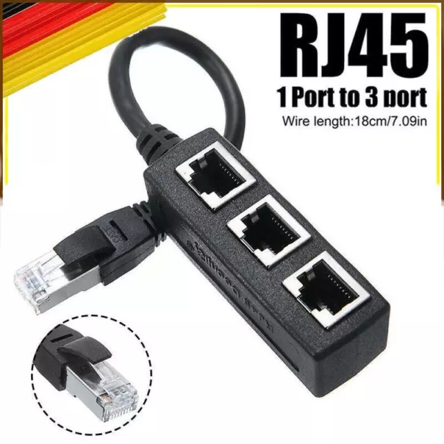 RJ45 LAN Ethernet Netzwerk Verteiler Splitter Cat7 1 Zu 3 Port Adapterkabel DE