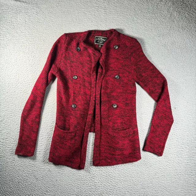 Lucky Brand Sweater Womens XS Red Open Front Button Front Cardigan Long Sleeve