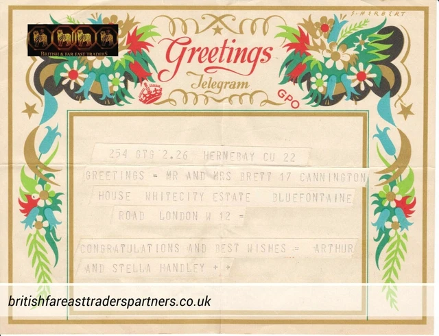 VINTAGE UK General Post Office (GPO) COLLECTABLE Greetings TELEGRAM CARD