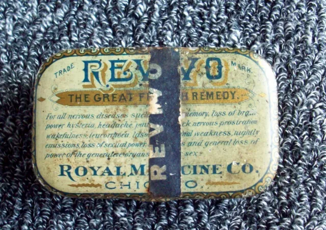 Unusual Quack Cure Tin, Revivo for “Loss of Sexual Power”