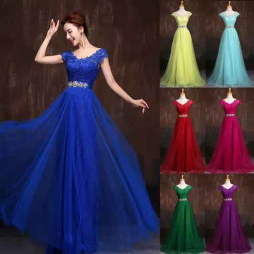 New Long Lace Formal Wedding Prom Evening Party Ball Gown Bridesmaid Dresses
