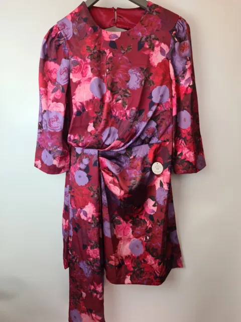 Chi Chi London Womens Drape Detail Floral Midi Dress Size 12 **** V286