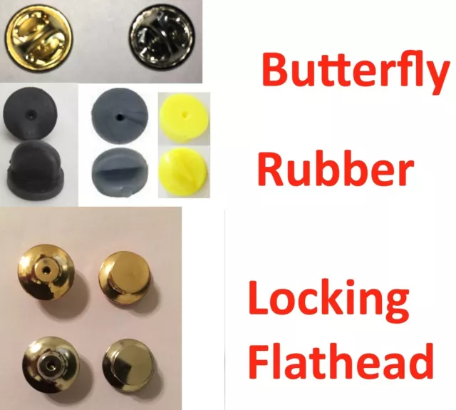 10-50 Butterfly / Rubber / Locking Lapel Pin Back Clutch Clasp Fastener