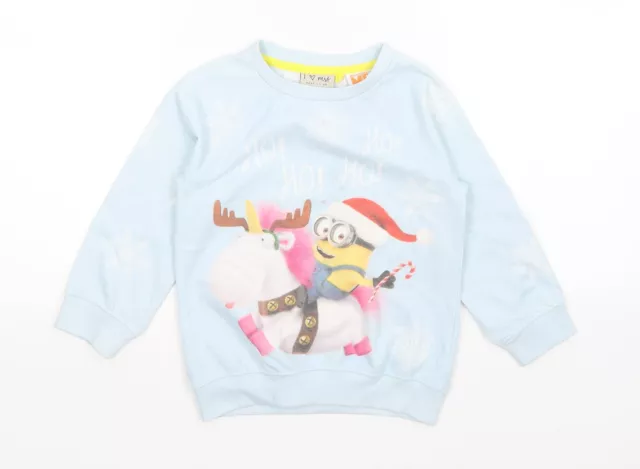 NEXT Girls Blue Polyester Pullover Sweatshirt Size 4 Years - Minions