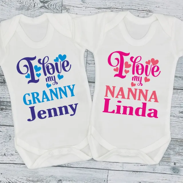 I Love My Nanny Nanna Oma Nanna Nan Oma personalisiertes Baby Lätzchen Weste wachsen T 3
