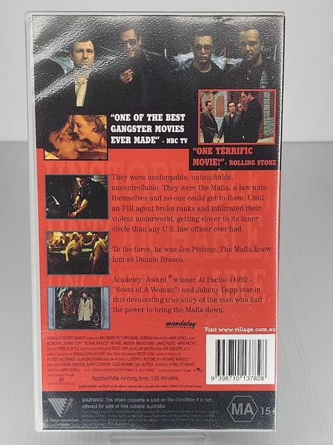 DONNIE BRASCO VHS movie crime true story mafia Al Pacino Johnny Depp