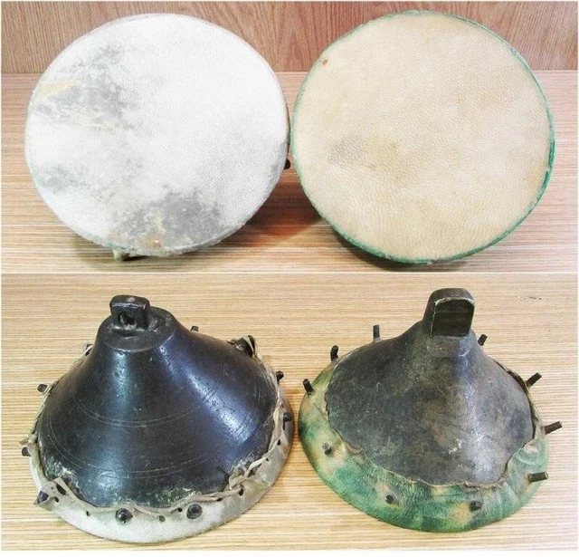 Antique Ottoman Percussion Instrument Bronze Body Original Leathers Collectables