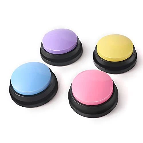 Voice Recording Button, Dog Buttons for Communication Blue+Pink+Yellow+Purple