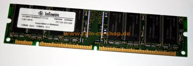 128 MB SD-RAM 168-pin PC-133U non-ECC  'Infineon HYS64V16300GU-7.5-C2'