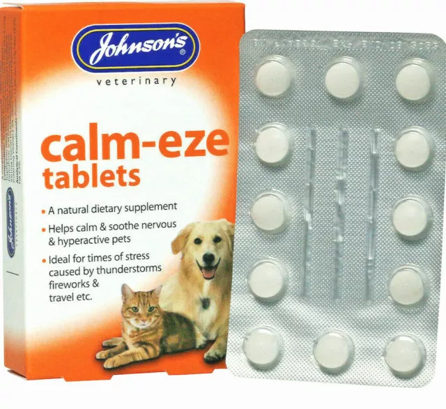 36 x JOHNSONS CALM EZE TABLETS : Dog & Cat Calms Soothe Nervous Hyperactive Pets