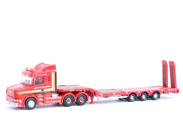 N GAUGE SCANIA HIGHLINE NOOTEBOOM 3 AXLE SEMI LOW LOADER STOBART RAIL NSHL01ST E - Foto 5