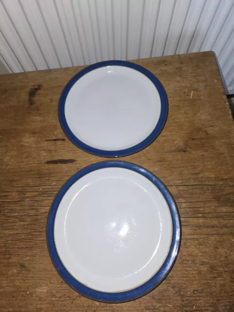 Denby Boston Blue Breakfast Bread Salad Plates X 2