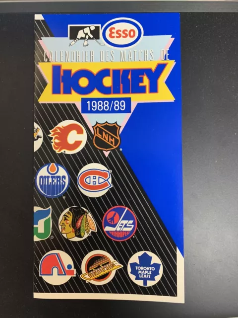 1988/89 Esso NHL Hockey Schedule- french version- Unmarked