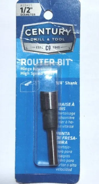 Century Drill & Tool Router Bit 1/4" Shank 1/2" Straight Hinge Mortising 1" Long