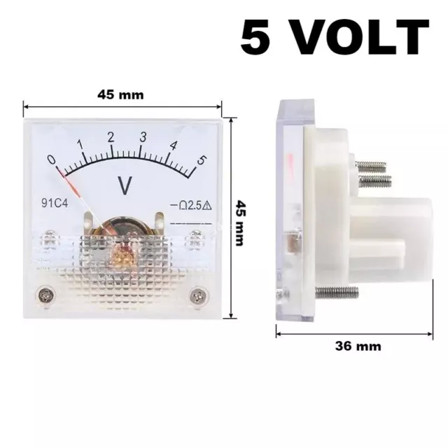 Voltmetro Analogico Di Tensione 5V, 0-5V Dc Da Pannello Corrente Continua