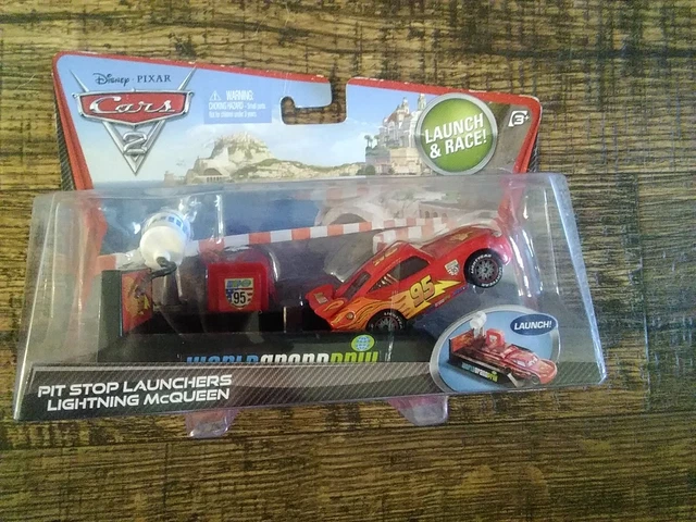 DISNEY PIXAR CARS Lightning McQueen Pit Stop Launchers Race Car Set New ...