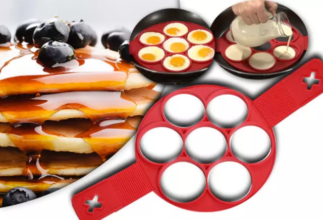 7 Round Silicone Pancake Nonstick Maker Mould Egg Flip Ring Maker Omelette UK