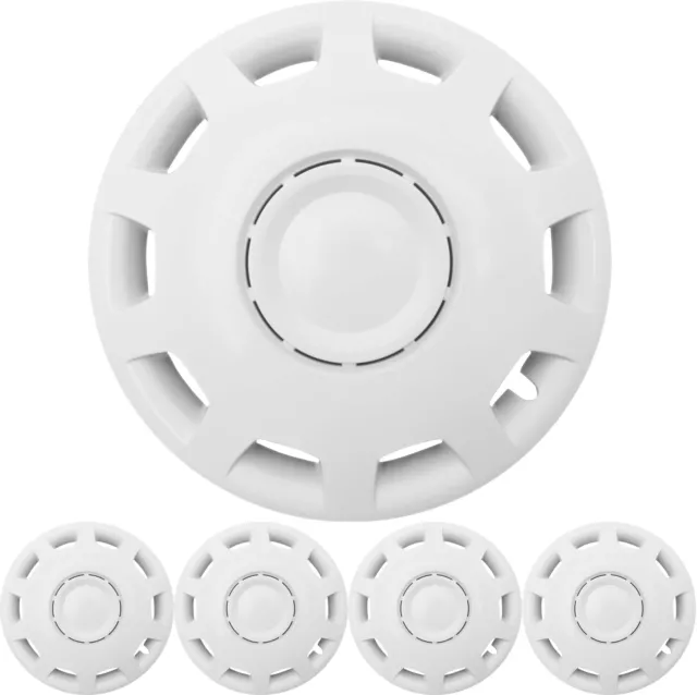 4x Premium Design Copricerchi Coprimozzi 14 Pollici " Granit " IN Bianco