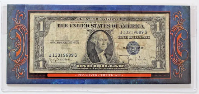 1935 US $1 Silver Certificate Circulated "Depression Era Currency" Gift Holder