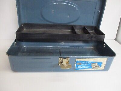 Vtg Sears 13 1/2 inch tool box w/ Hinged Metal Tray