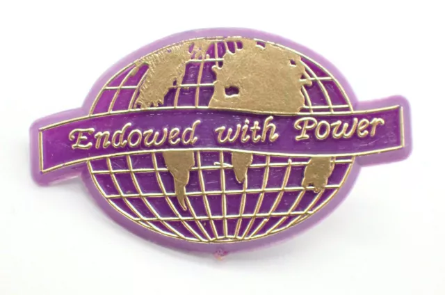 Endowed With Power Globe World Gold Tone Vintage Lapel Pin