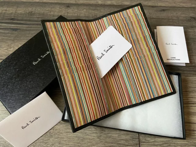 Paul Smith Long Wallet Black/Multistripe Leather Made In Italy Bnib