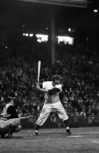 Brooklyn Dodgers Gil Hodges in action, at bat vs Pittsburgh Pirate - Old Photo