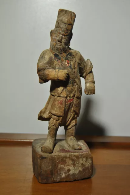 Scultura Statua Legno Cinese Antica Reliquiario Cina 18/19 Secolo