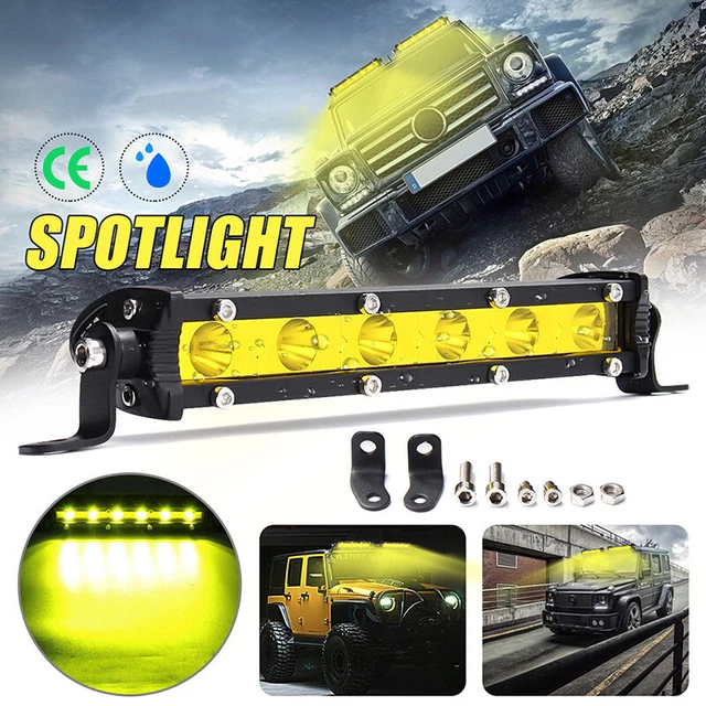 Lampada nebbia 7" 18 W LED barra di lavoro spot Suv ATV barca 4WD fuoristrada giallo * jy