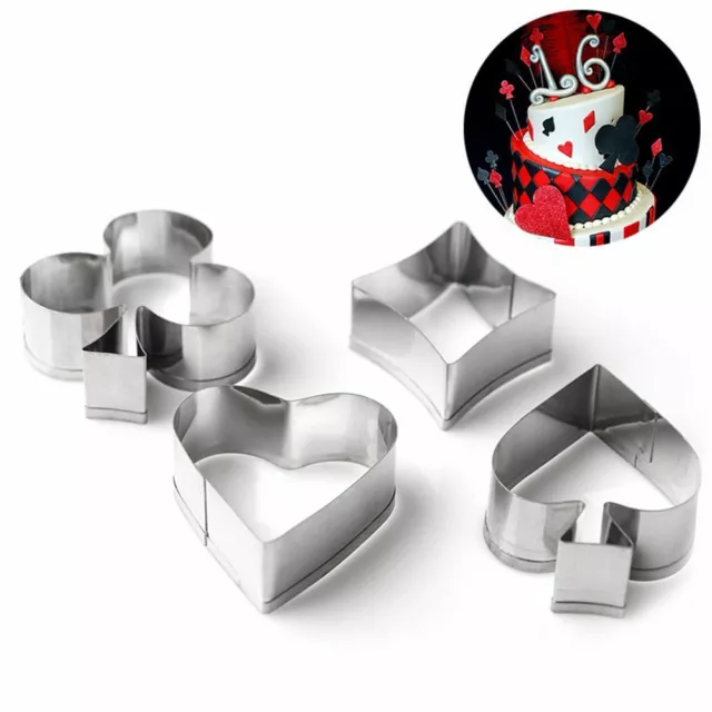 4Sets Stainless Steel Biscuit Cookie Cutter Fondant Playing Card  Shape mould