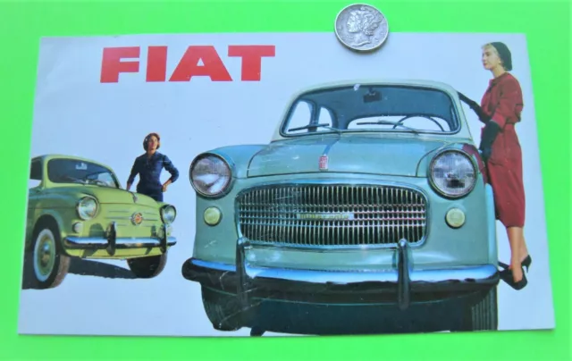 ca 1958 FIAT FULL LINE MINI COLOR FOLDER BROCHURE 1200 ROADSTER Multipla 600 etc