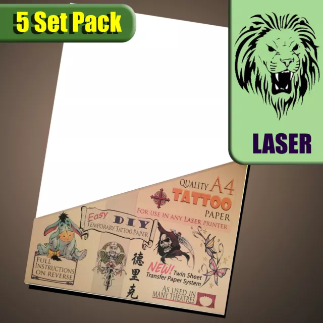 A4 5 sets for Men Women Printable Laser Tattoo Transfer Paper