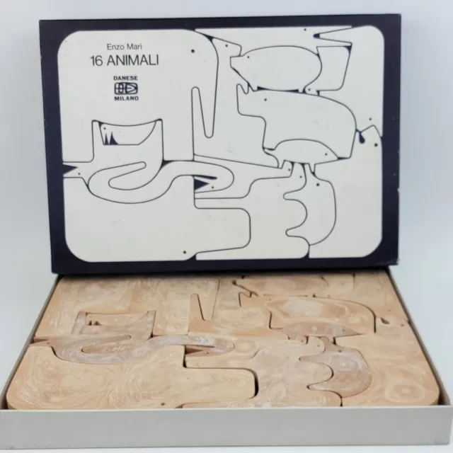VTG Danese Milano 3015 D Enzo Mari 16 Animal Puzzle w/ Box **EXCELLENT**