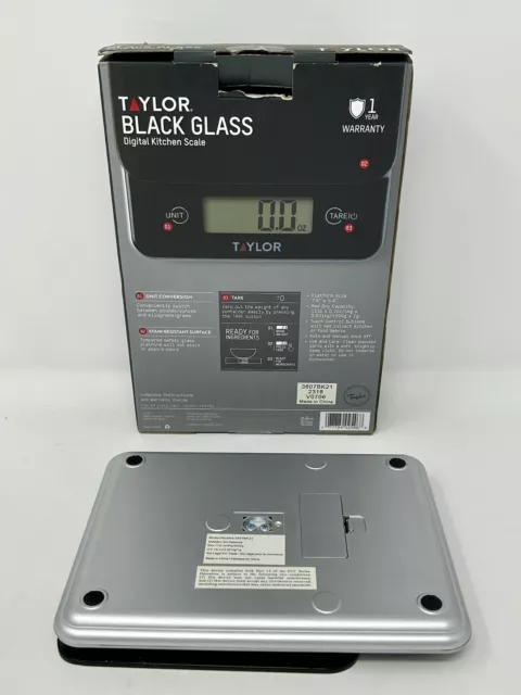 Escala de cocina digital Taylor vidrio negro, capacidad 11 libras/5 kg, ligero 2