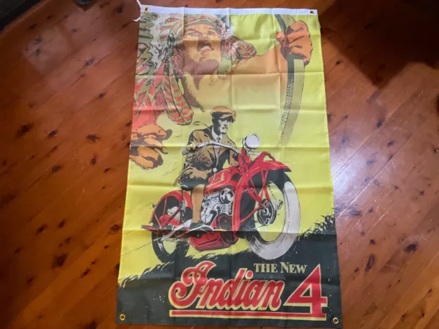 Indian motorcycles  motor bike. Man cave flag wall hanging bar poster home decor