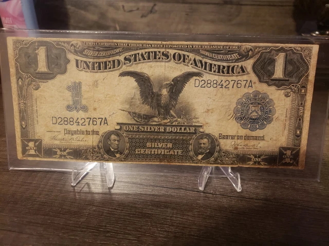1899 One Dollar Bill $1 US Silver Certificate Large Note Black Eagle