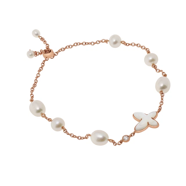 Mimi Milano 18K Rose Gold, Cultured Pearl And Mother Of Pearl Butterfly Bracelet