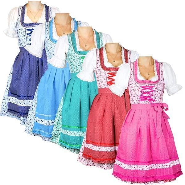 Dirndl Midi 3 Pezzi Per Donna - Costume Tradizionale Bavarese Con Camicia E Grembiule - Taglie Forti Disponibili - 2