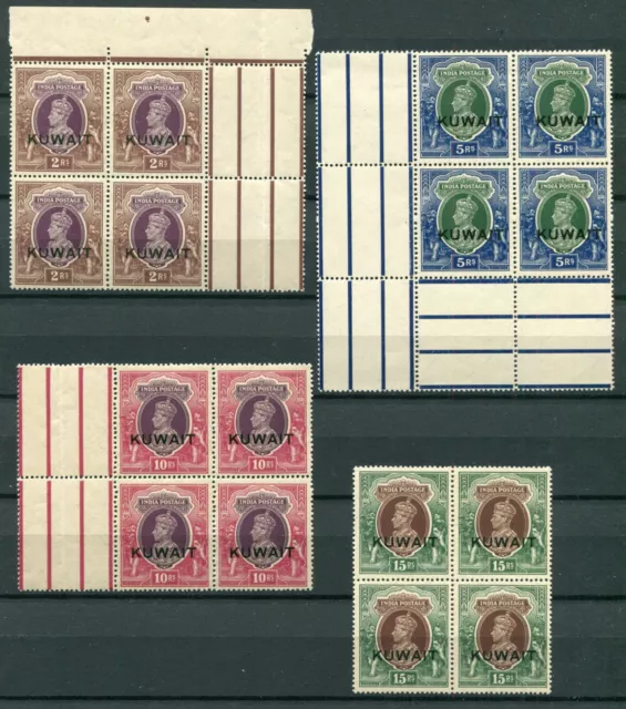 Gvi Kuwait 1939 Rare High Values Blocks Of 4 Scott 54-57 Sg 48-51 Perfect Mnh