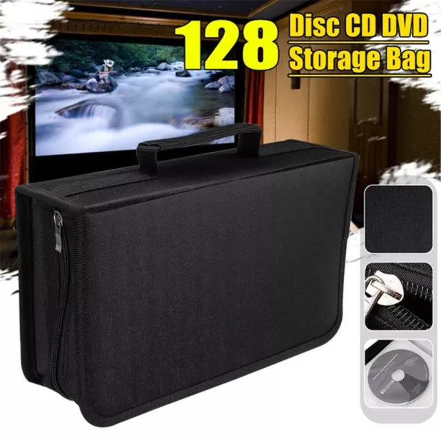 128 Disc CD DVD VCD Storage Bag Wallet with Carry Handle Collect Album Game